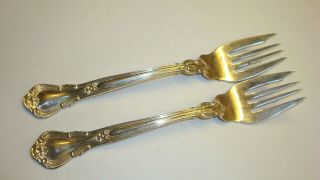 Two 2 Vintage Gorham Sterling Silver Salad Dessert Forks Chantilly No Mono