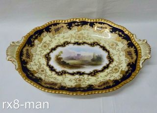 Rare Antique Coalport Hand Painted Windsor Castle Oval Dish Signed A.  Perry