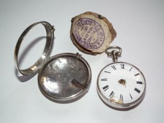 D Benham London Antique 1804 Sterling Silver Pair Case Verge Fusee Pocket Watch