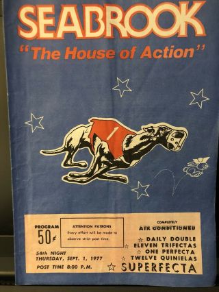 1977 Seabrook Greyhound Program September 1st.