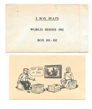 Cincinnati Reds - 1961 World Series - Two " Joke " Box Seat Tickets