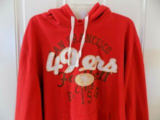San Francisco 49ers Red Vintage Looking Hoodie Sweatshirt Size L Official NFL 2