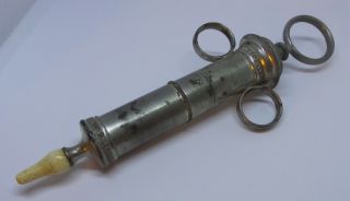 Great Ornate Antique Civil War Era Enema Syringe With Bone Tip