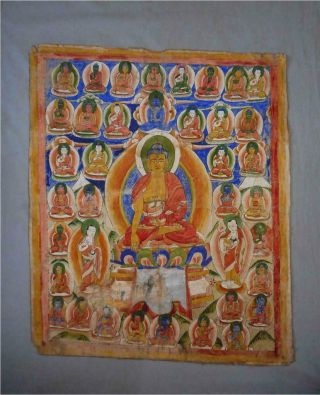 Antique Eastern Tibet Top High Aged Early Buddhist Thangka Painting