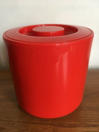 Vintage Embee Ice Bucket Cooler Red White Retro Mid Century Gb 1960s 70s