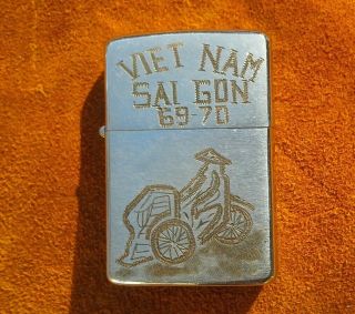 Zippo Iii 1969 Ii Lighter Viet Nam 69 - 70 Sai Gon " Walking Bird " Vn Blues 3