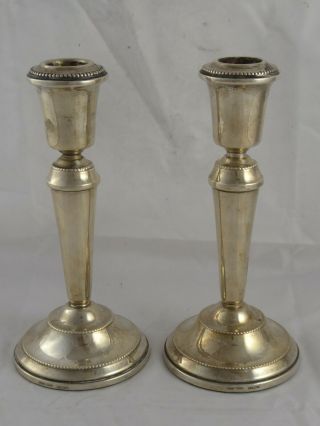 Smart Pair Modern Solid Sterling Silver Candlesticks 1991 7 Inches
