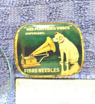Vintage Metal Tin - " His Masters Voice Fibre Needles The Gramophone Co. ,  Ltd.