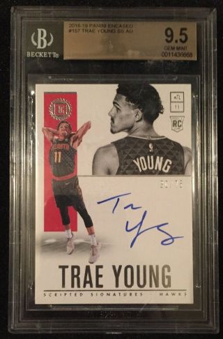 2018 - 19 Panini Encased Trae Young Hawks Rc Rookie Auto /75 Bgs 9.  5