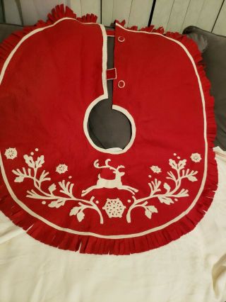 Vintage Christmas Tree Skirt Cotton/wool Blend Made In Hungary By Midwest
