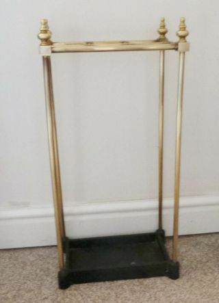 Cast Iron & Brass Stick Stand / Umbrella Stand - Fine Quality & Heavy