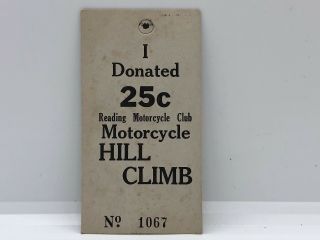 Vintage Rare 1930’s Rmc Reading Motorcycle Club Motorcycle Hill Climb Ticket