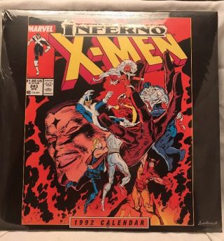 Vintage 1992 X - Men Inferno Comic Book Calendar Poster Marvel