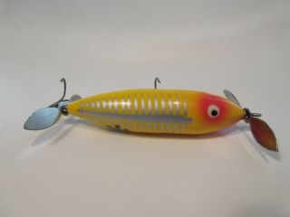 Vintage Heddon Wounded Spook Xry Yellow Shore W/ Floppy Props
