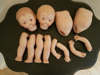 Pr.  Vintage Porcelain/bisque Collectible 10 " Baby Doll Kewpie Body Parts - Perfect