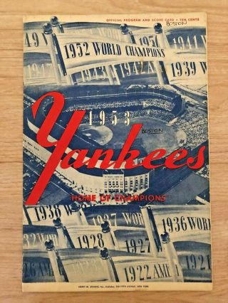 Vintage 1953 World Champion Ny Yankees Vs.  Boston Red Sox Program