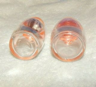 Vintage Gemco Glass Salt Pepper Shakers Clear with MOD Orange lids/caps/covers 3