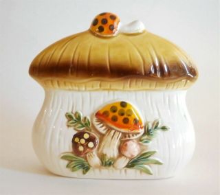 Vintage 1976 Retro Mid Century Sears Merry Mushroom Ceramic Napkin Holder