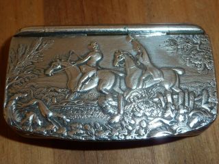 Antique Silver Plated Pewter Snuff Box With A Gilded Interior By J Dixon & Son.