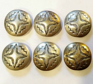 Vtg STERLING SILVER Western Rodeo Square Dance Cowboy Concho Shirt Button Covers 2