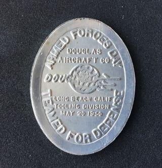 Vintage 1950 Douglas Aircraft Armed Forces Day Long Beach Tooling Division Token