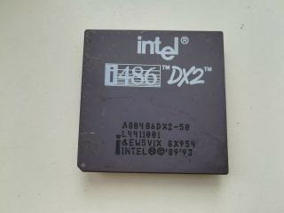 Intel A80486dx2 - 50,  Uncommon Sx954,  486 Dx2 - 50,  Vintage Cpu,  Gold,  Miss One Pin
