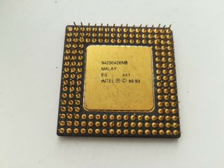 Intel A80486DX2 - 50,  uncommon SX954,  486 DX2 - 50,  Vintage CPU,  GOLD,  miss one pin 2