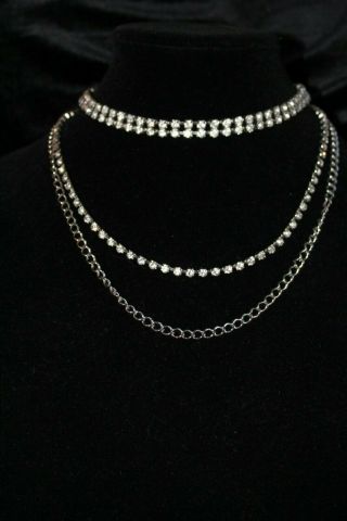 Vintage Rhinestone Necklaces - Set Of 2 - - Estate Jewelry