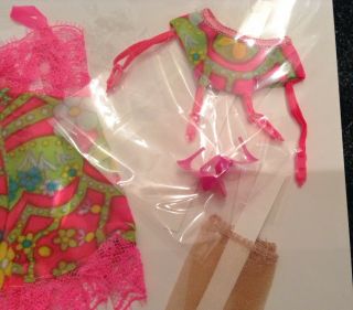 Vintage Barbie Doll Underliners Mod Lingerie Set Floral Chemise Garter Belt Vgc 2