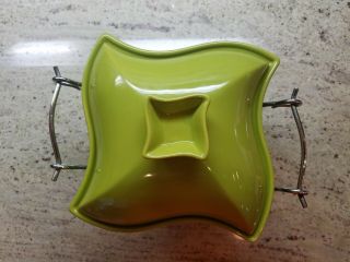 Mid Century Modern Avocado Green Mod Ceramic Chaffing Dish Set
