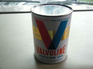 Vintage Valvoline Motor Oil Can - 1 Qt.  Full - All Climate Heavy Duty