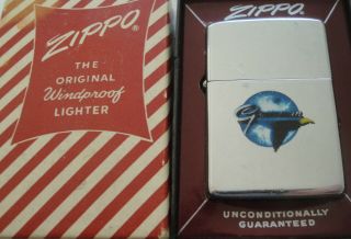 Vintage 1961 Grumman Town & Country Zippo Lighter In Candy Striped Box