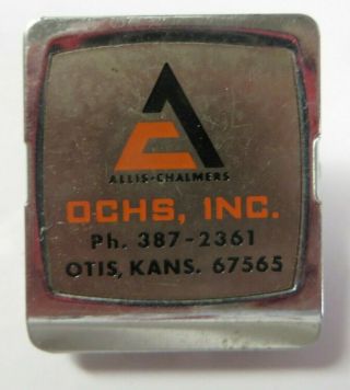 Vtg Metal Magnetic Paper Clip Binder Advertising Ochs Allis - Chalmers Otis Kansas