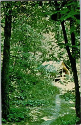 Tent Cabin At Girl Scout Camp Juniper Knoll Elkhorn Wi Vintage Postcard W20