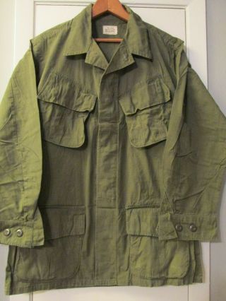 Vtg 1968 Us Army Vietnam War Era Slant Pocket Combat Shirt/coat Rip Stop Sm Reg