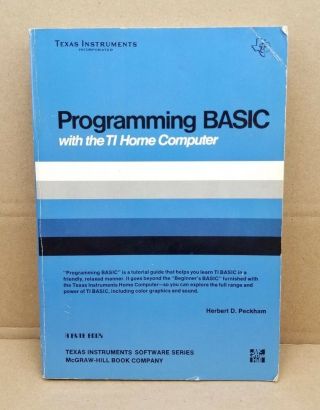 Vintage Texas Instruments Programming Basic With The Ti Home Computer Book 1979