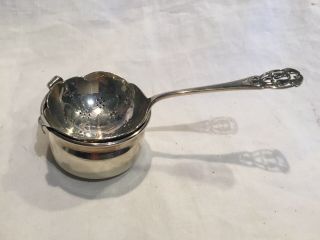 Antique Hallmarked Silver Pierced Tea Strainer & Stand 1932