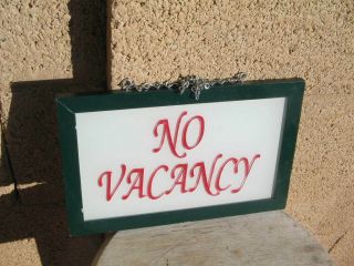 No Vacancy Sign Vacancy Sign Glass Wood Vintage ? 11 " X 7 " Etched