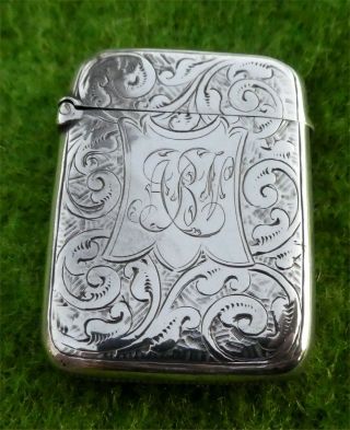 Victorian Art Nouveau Decorated Silver Vesta Case - B 