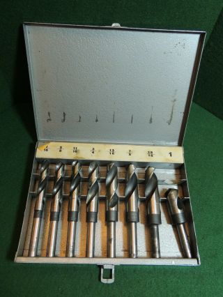 Vintage Superior 8 Pc High Speed Drill Bit Set With 1/2 " Shank Machinist Tool N