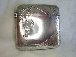 C1910 Antique French Silver Art Nouveau Vesta Case Matchsafe Fuschia