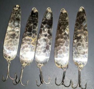 5 No.  44 Sutton Flutter Spoons Vintage 3 All Silver 2 Silver Front Brass Back