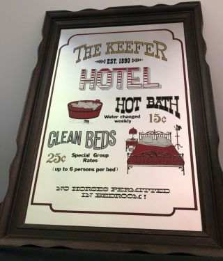 Vintage " The Keefer Est.  1890 Hotel " Mirror Picture.  Great Man Cave Piece