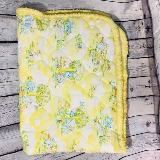 Vintage 1970s Baby Blanket Yellow Dundee 1978 Baby Blanket Crib Blanket