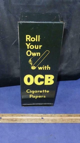 Vintage Roll Your Own W/ Ocb Tobacco Cigarette Paper Display Metal Dispenser