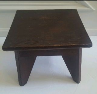 Vintage Country Primitive Wooden Foot Stool - Wooden Pine 10 " X 10 " X 7 1/2 " H
