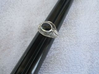 Lovely,  Vintage [solid Sterling Silver ] 925 Back Onyx Ring Size 7.  5