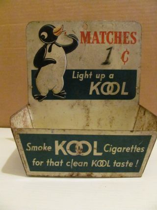 Vintage Kool Cigarettes Metal Advertising Wall Basket Store Display Matches Sign