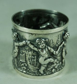 Victorian Silver Cherub Napkin Ring A & J Zimmerman Birmingham 1890 29g Dzx008