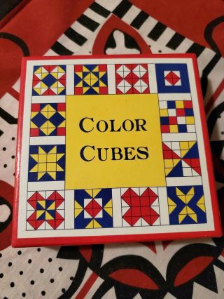 Vintage Wooden Block Puzzle Game 1991 Made In China Color Cubes Geometric Wood